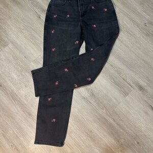 Hollister Black Skinny Leg Jeans with Embroidery Size 0 ❤️‍🔥